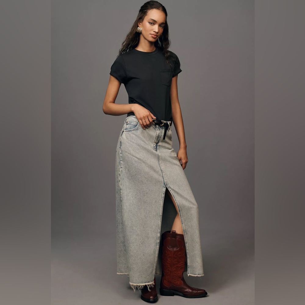 The Madi Front-Slit Maxi Denim Skirt by Pilcro